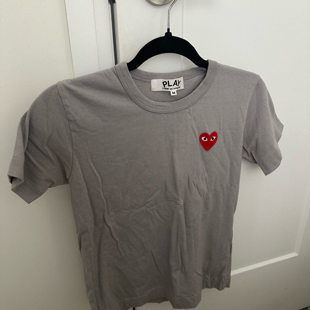 Comme des Garcons Gray Tee with Red Heart